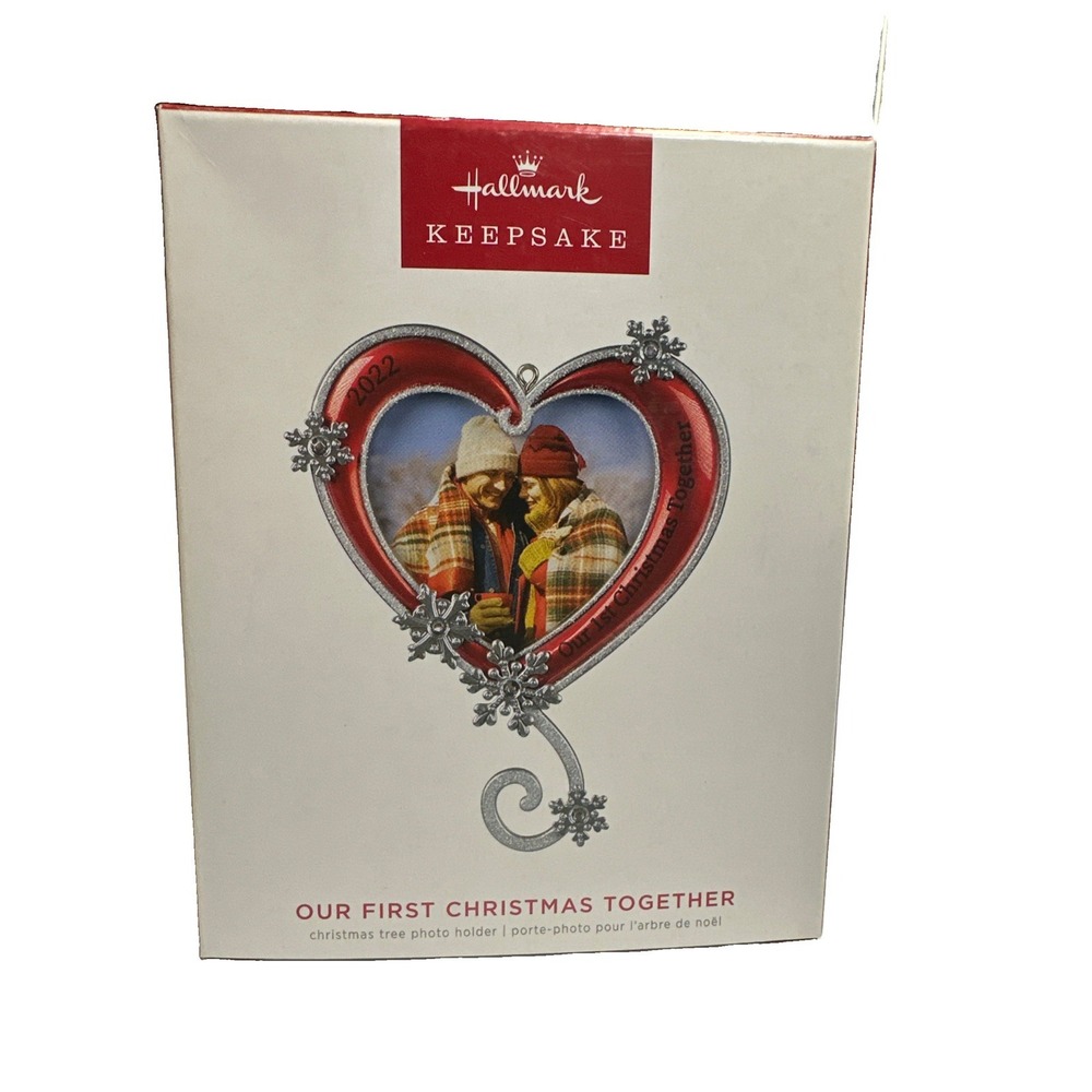Hallmark 2022 "Our First Christmas Together" Heart Shaped Photo Holder Ornament